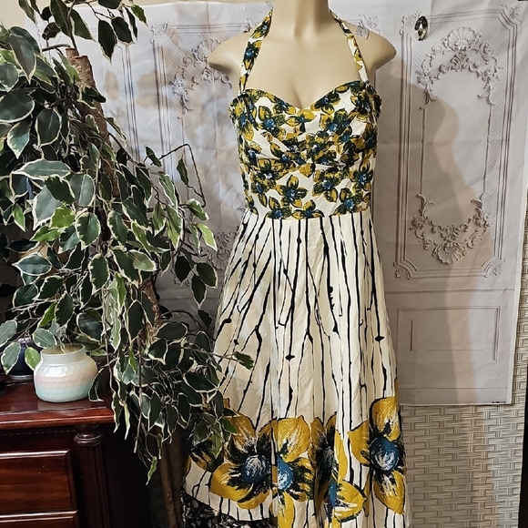 Anthropologie Dresses & Skirts - Anthropologie NWT Girl From Savoy Yellow and Green Floral Midi Dress 8